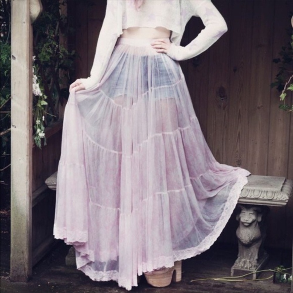 Wildfox couture pink coyote maxi sheer skirt Xs RARE - Picture 3 of 5